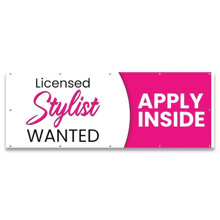 Signmission Licensed Stylist Wanted Apply Inside Banner Concession Stand Food Truck Single Sided B-120-30101